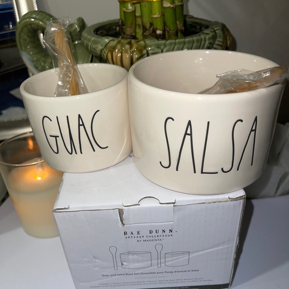 RAE DUNN Salsa/Guac Bowls with Wooden Spoons - Picture 6 of 12